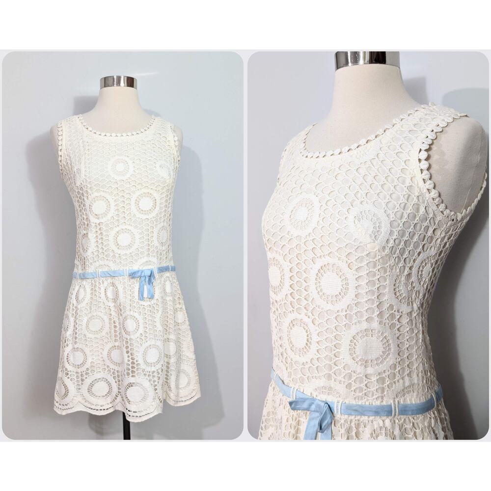 Gay Gibson 60s-Does-20s Crocheted Mod Mini Dress